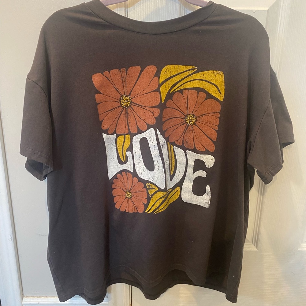BOHME Black T-Shirt with Floral Love Design